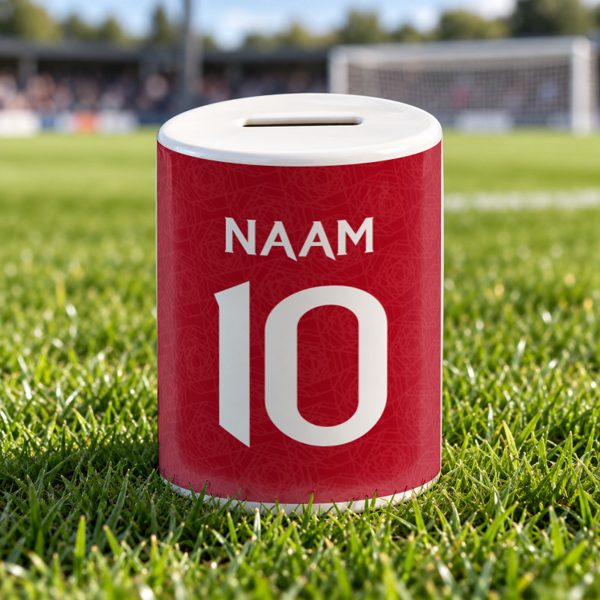 United Voetbal Spaarpot - Gepersonaliseerd met naam en nummer – gepersonaliseerd voetbalcadeau
