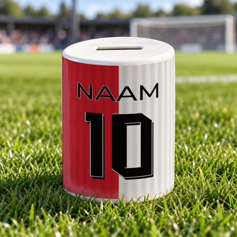 Voetbal Spaarpot - Gepersonaliseerd met naam en nummer – gepersonaliseerd voetbalcadeau