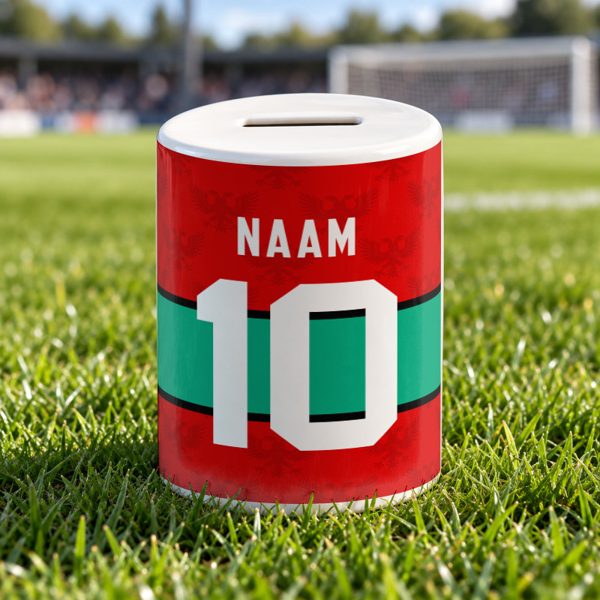 Twaalfde man Voetbal Spaarpot - Gepersonaliseerd met naam en nummer – gepersonaliseerd voetbalcadeau
