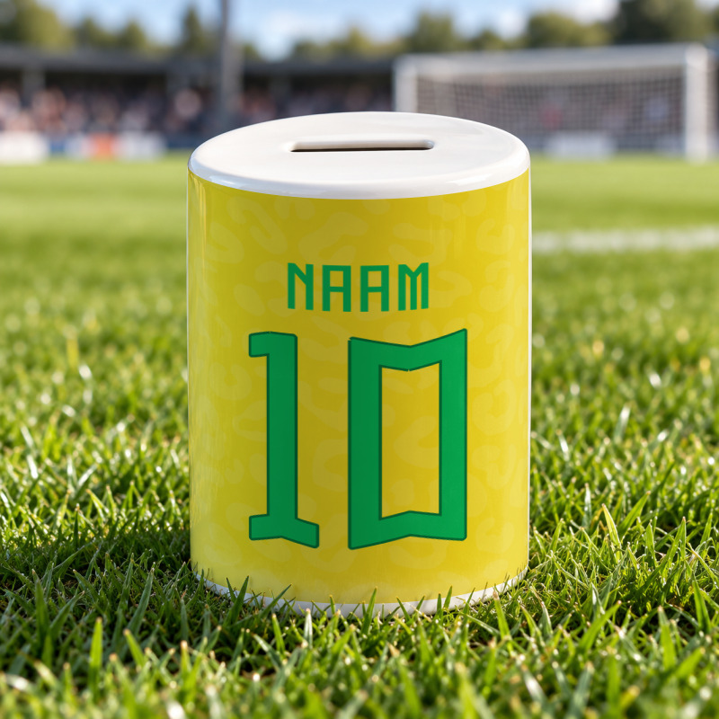 Voetbal Spaarpot - Gepersonaliseerd met naam en nummer – gepersonaliseerd voetbalcadeau