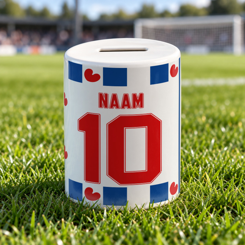 Voetbal Spaarpot - Gepersonaliseerd met naam en nummer – gepersonaliseerd voetbalcadeau